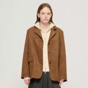 [로아드로아]카라 포인트 스웨이드 버튼업 자켓 (브라운)