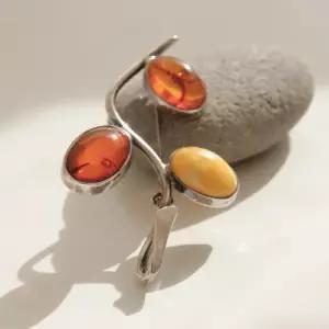 [제이로렌]바이데이지 호박 원석 3컬러 실버 브로치 Bb0434