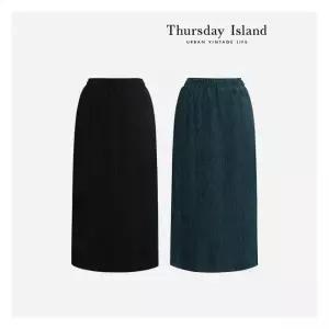 써스데이아일랜드Thursday Island 벨벳 크링클 롱 스커트T236MSK531W2356686