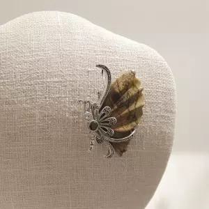 [제이로렌]바이데이지 아게이트 원석 실버 나비브로치 Bb0429