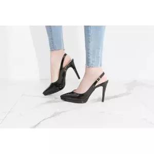 [라운슈] 스틸레토 에나멜 하이힐 슬링백샌들힐 10cm