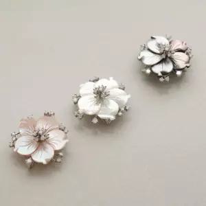 [제이로렌]바이데이지 자개 플라워 큐빅 브로치 Bb0461