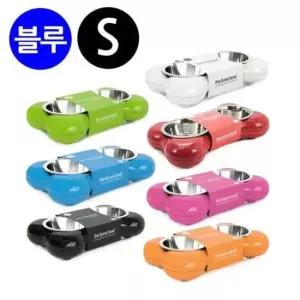 [반려] 뼈다귀 식기 패션쌍식기 블루 애완용 Small
