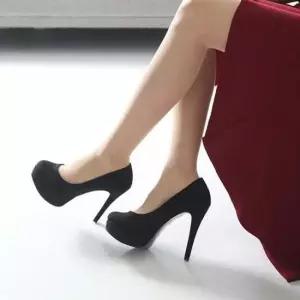 스웨이드 올블랙 여성가보시킬힐 12cm 103372 펌프스 미들힐