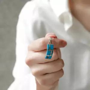 [제이로렌]바이데이지 직사각 터키석 펜던트 원석 실버 목걸이 Bn0555