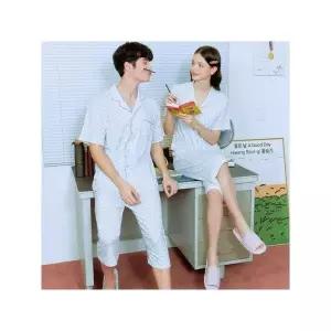 솔브 정상 보들보들 니트 소재 하트 나염 반팔 커플 파자마 세트 SEV249WS SEV249MS W P357705482 285043