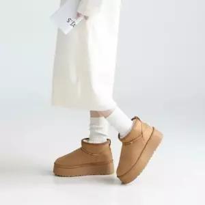 [신상오픈런]여성 스웨이드 퍼안감 통굽 편안한 데일리 앵클부츠 (47224456)