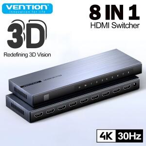 Vention 8 in 1 4K@30Hz HDMI 스위처 분배기 xbox호환 PSD DVD 노트북 TV HDTV-TV 모니터용 호환 어댑터