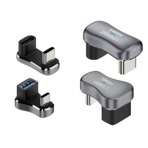 180 각도 USB C 어댑터 20Gbps PD 140W 충전 태블릿 U 모양 변환기 스팀 데크 액세서리
