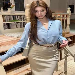 [드레스허그]로크 캐주얼 루즈 블루 셔츠