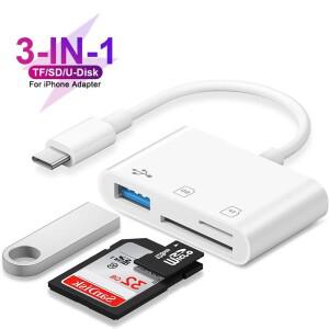 3in 1 타입 C 카드 리더 어댑터 OTG TF SD USB-C 메모리 컨버터 (U-디스크  맥북 호환  노트북  삼성호환