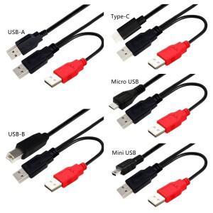 2in 1 USB 2.0 더블 A  2A 남성-미니 소형 마이크로 5 핀 -C Y 케이블 모바일 하드 디스크 드라이브 HDD 날