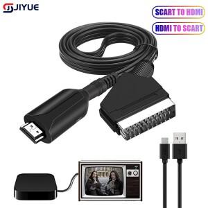 HDMI To SCART 비디오 오디오 변환기 어댑터 1080P HDTV DVD 스카이 박스 STB 플러그 앤 플레이 전원 케이