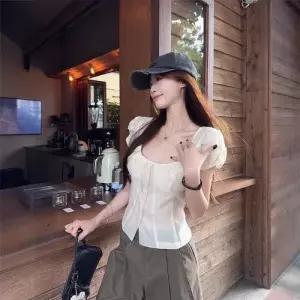 마킷5 팬츠 여사친 면 여름 빈티지 캐주얼 블루머 벌룬 마 여행 7부 JEN2