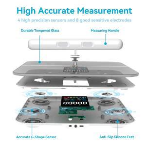 8전자 BMI 유리 VA 스크린 흰색 체중 지방 분석 및 앱이 포함된