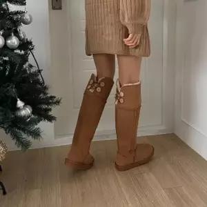 부츠 소가죽 스웨이드 겨울 퍼 털 방한 롱부츠