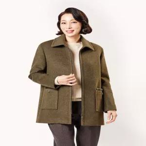 [마담엘레강스]포켓 니트배색 집업 하프코트 K233CT03