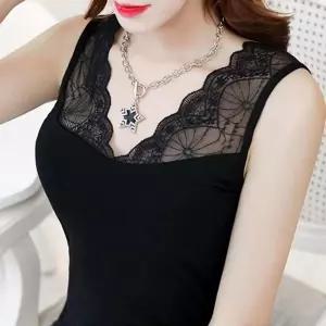 양면 활용 레이어드 브이넥 레이스나시 일자나시 이너 나시