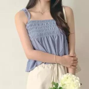 [옷은날개] 뷔스티에 나시 블라우스 플레어 밴딩 슬리브리스