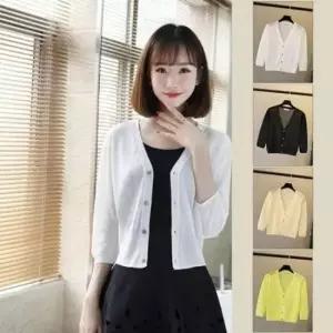 [SBD] 여성용 아우터 코트 간절기 7부 가디건 니트 긴팔 숏 미니 얇은