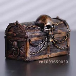 보물상자 보물 상자 고딕 해적 보관함 체인 보관 컬렉션 해골 수지