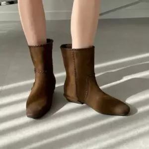 [다잇템]여성 앵클 세무 인조가죽 일상 앵클부츠 (47531657)