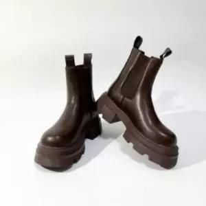 [다잇템]여성 중간굽 청키 첼시 합성가죽 앵클부츠 (47550632)