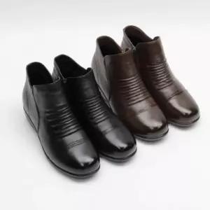 [다잇템]여성 코지 레더 측면 일상용 자크 앵클부츠 (47531638)