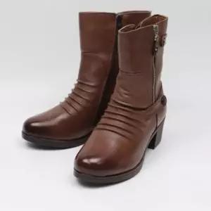 [다잇템]여성용 중간굽 레더 포근한 FW 앵클부츠 (47531643)