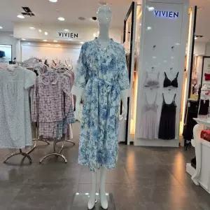 [비비안]청량감 가득한 폴리스판 플라워나염 여성 로브 가운 GW0801E_HDD