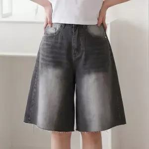 [올리비에스클로젯] [55-77]빈티지 워싱 컷팅 버뮤다 데님 팬츠_O2604DP024B