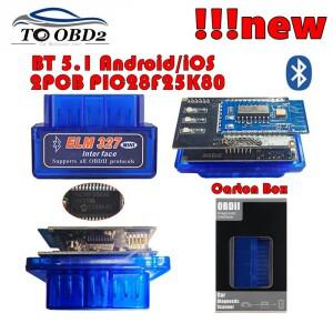 최신 PIC18F25K80 ELM327 Bluetooth V1.5 슈퍼 미니 Satble 2PCB 보드 코드 리더 ELM 327은 모든 OBD2 프로