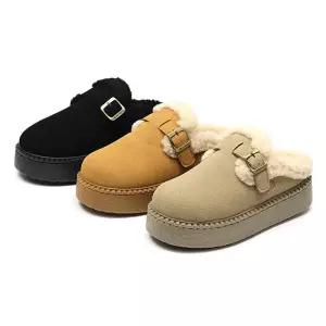 [마이시크]MO572 여자 벨보아 방한 통굽 털 슬리퍼 5cm