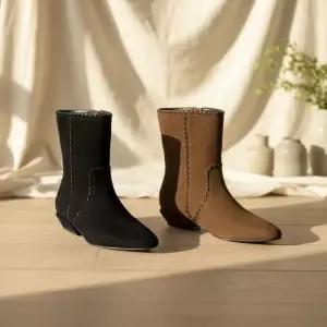 [다잇템]여성 일상용 발목 레더 세무 부츠 (47361457)