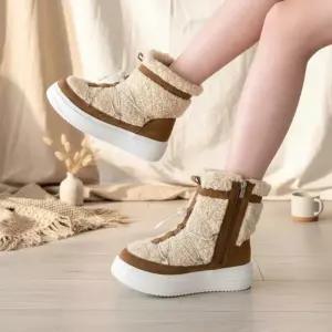 [다잇템]여성 인조가죽 레이스 자크 퍼 부츠 앵클슈즈 (47361454)