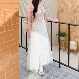 [다잇템]여성 로맨틱 클래식 롱 레이스 티어드 스커트 (47360210)