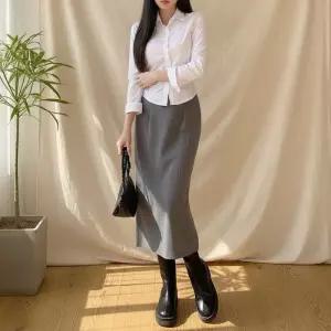 [다잇템]여성용 출근룩 슬림핏 핀스트라이프 롱 스커트 (47345150)