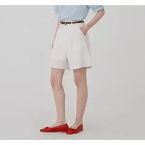 [숲][숲] 리넨 블렌디드 벨티드 턱 하프 팬츠 (SB6SPH1)