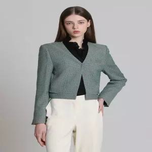 [르샵][르샵(LeShop)] 옆트임 브이넥 크롭체크 자켓 (택가격 179000원)