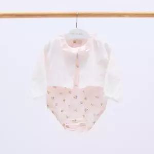 [달퐁]큐비앤맘 에밀리플라워 7부바디슈트 가디건 세트