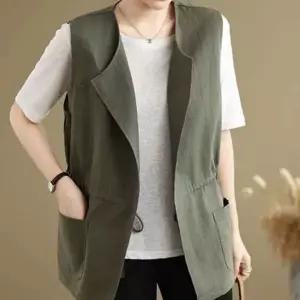 [애슬릿][애슬릿]여성 조끼 린넨 면 봄 여름 레이어드 스트링 베스트