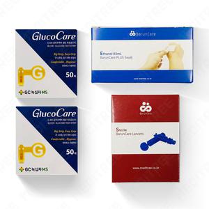 글루코케어 혈당시험지 2Box(100매)+침100개+솜100개