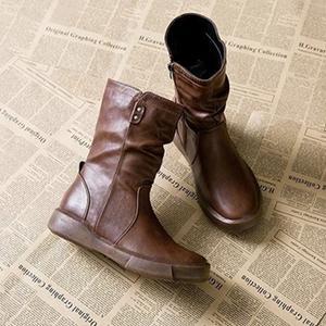 1-818 여성미들부츠 앵클 삭스 첼시 앵글 부츠 워커 가죽 스웨이드 통굽