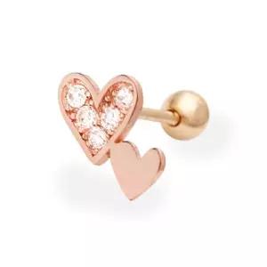 [미니아트] 14K 로즈골드 하트 큐빅 베이직 데일리 심플 금 피어싱