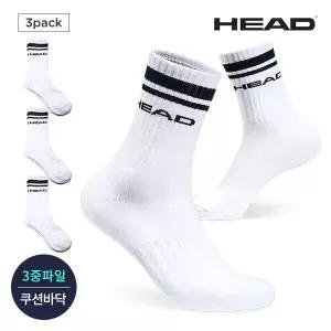 헤드 남성 스포츠 프로퍼포먼스파일 넥라인 로고 크루삭스 3P_WH