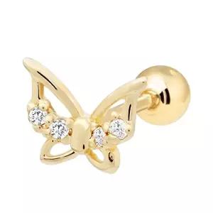 [미니아트]14K 큐빅 나비 심플 골드 금 피어싱 / 이너컨츠 귓바퀴 트라거스 연골 아웃컨츠 귓볼 별존 피어