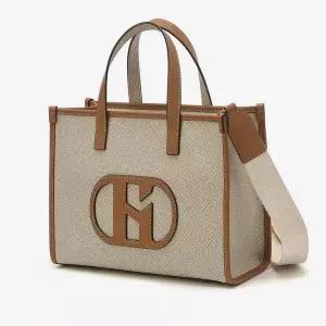 [헤지스](센텀시티점) 핸드백  베이지 가죽 배색 토트백 미디움 HIBA5E108I2