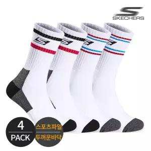 스케쳐스 남성 스포츠파일 투라인 배색 크루삭스 4P_MX