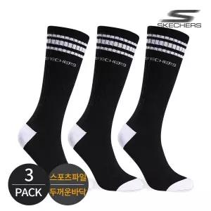 스케쳐스 여성 스포츠파일 탑링글 하이 크루삭스 3P_BK