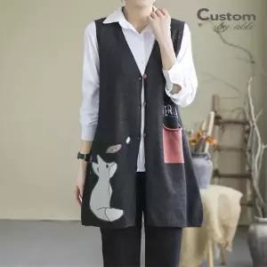 [커스텀에이블][한정수량패플단독][커스텀에이블]강아지 브이넥 롱 니트 조끼_[C2112KV603D]